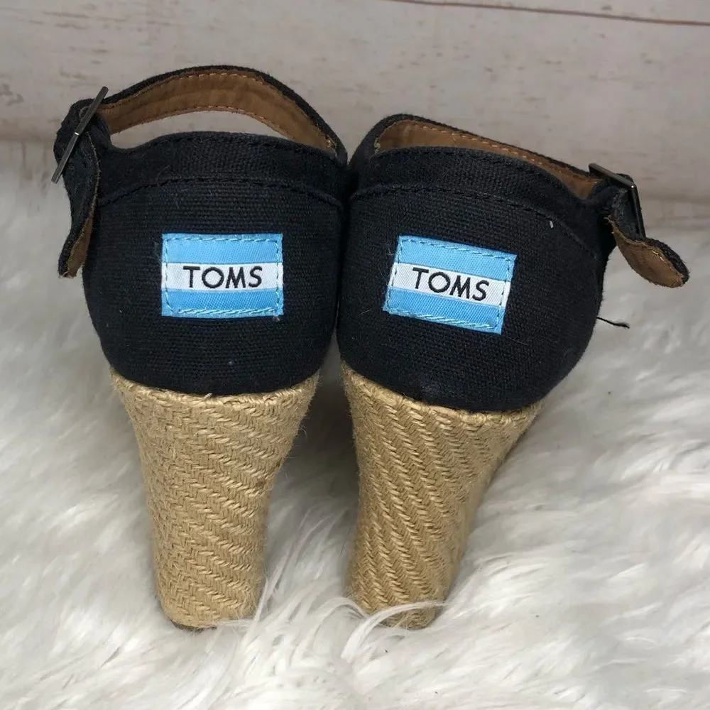 Toms Sienna espadrille wedge heel sandal sz9.5